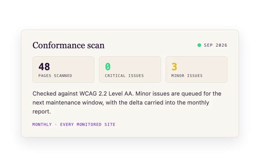 Wordpress Hosting &Amp; Maintenance Plans | Hostlogic 2 Accessibility conformance scan result card